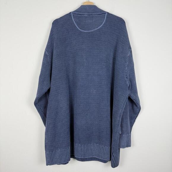 F/X Fusion Blue Half Zip Cotton Sweater Denim Patchwork Sz 2XL Chunky Knit Blue - Picture 2 of 10
